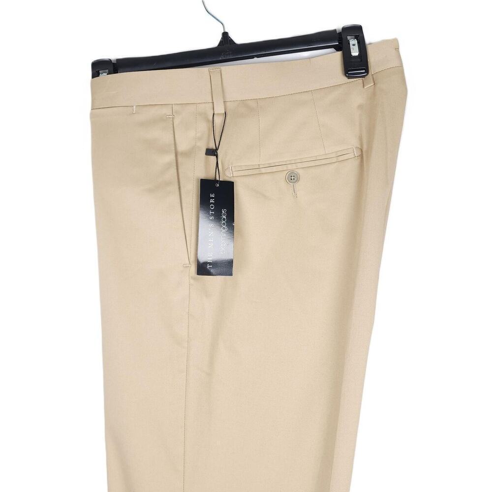The Mens Store Slim Fit Sateen Dress Pants Sz 38 R Tan Solid Stretch Cotton NWT